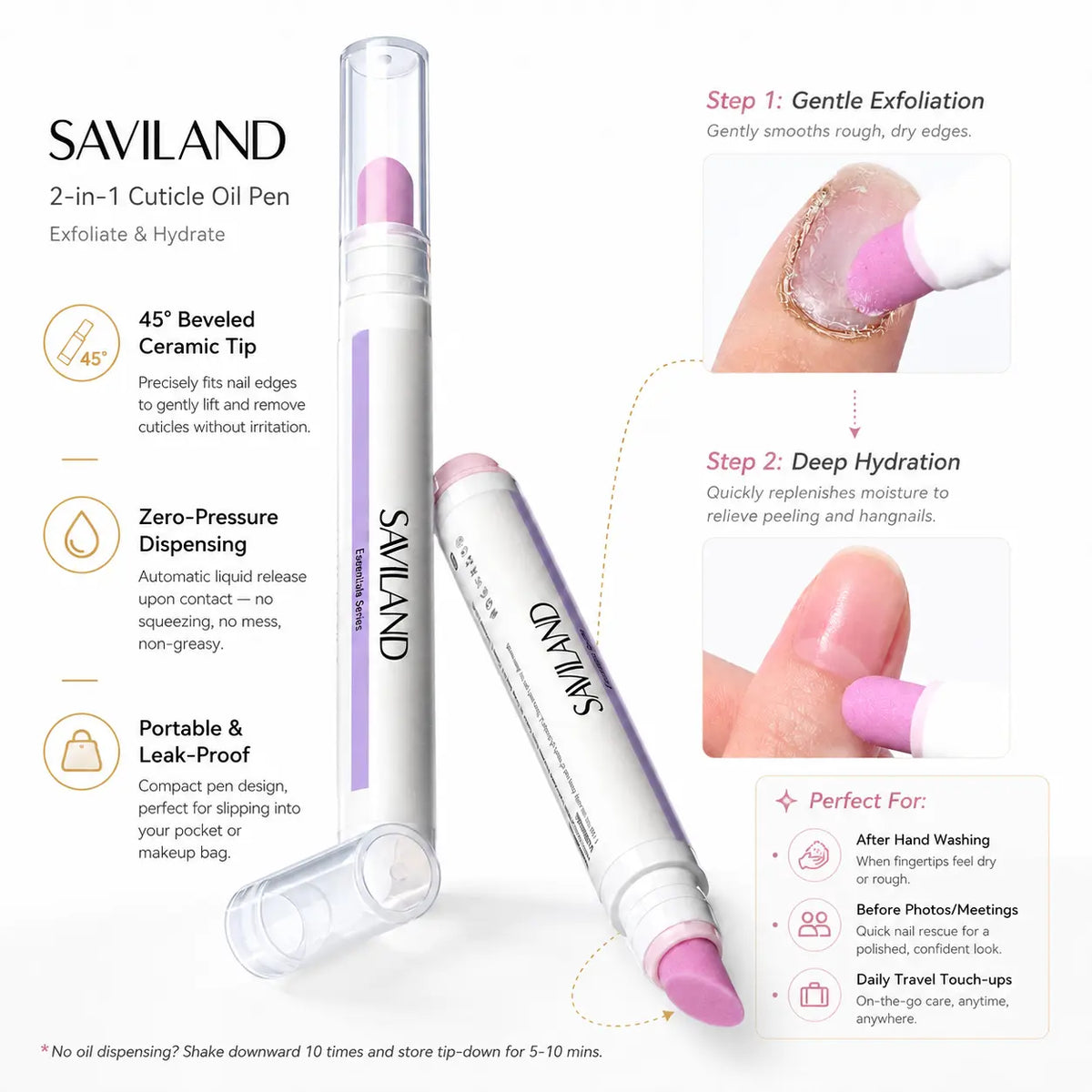 2-in-1 Cuticle Care Pen – 45° Ceramic Tip + Hydrating Oil for All Nail Types