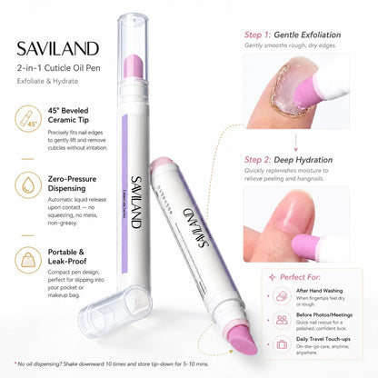 2-in-1 Cuticle Care Pen – 45° Ceramic Tip + Hydrating Oil for All Nail Types