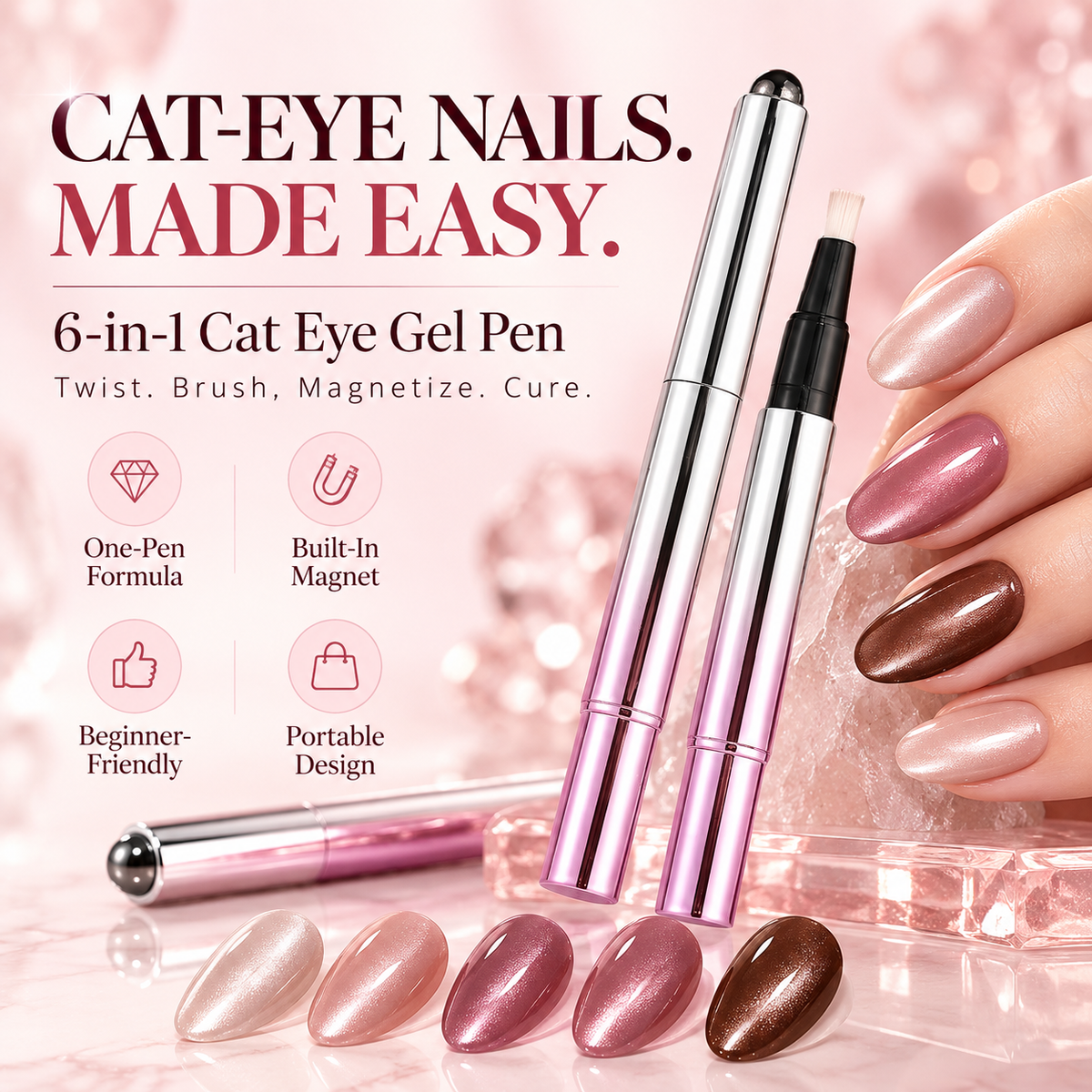 Portable Cat-Eye Gel Nail Pen